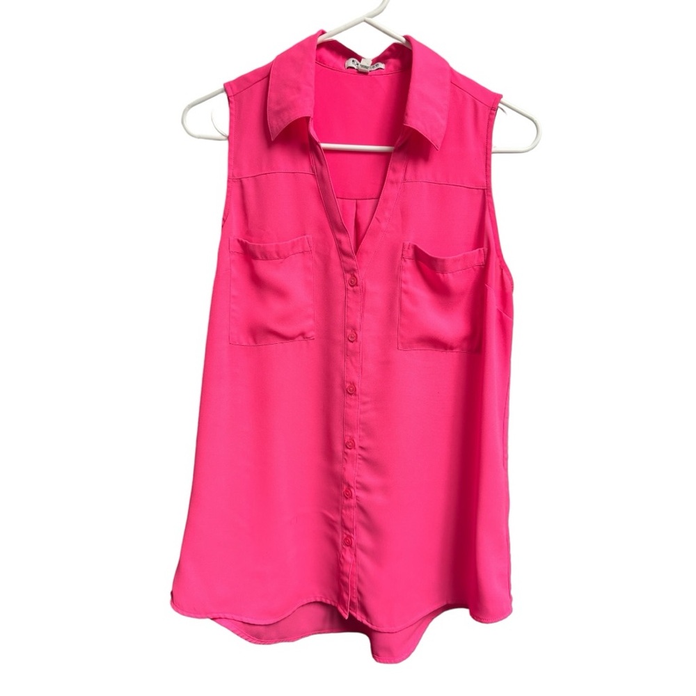 Express Women’s Size Medium Sleeveless Button Down Hot Pink